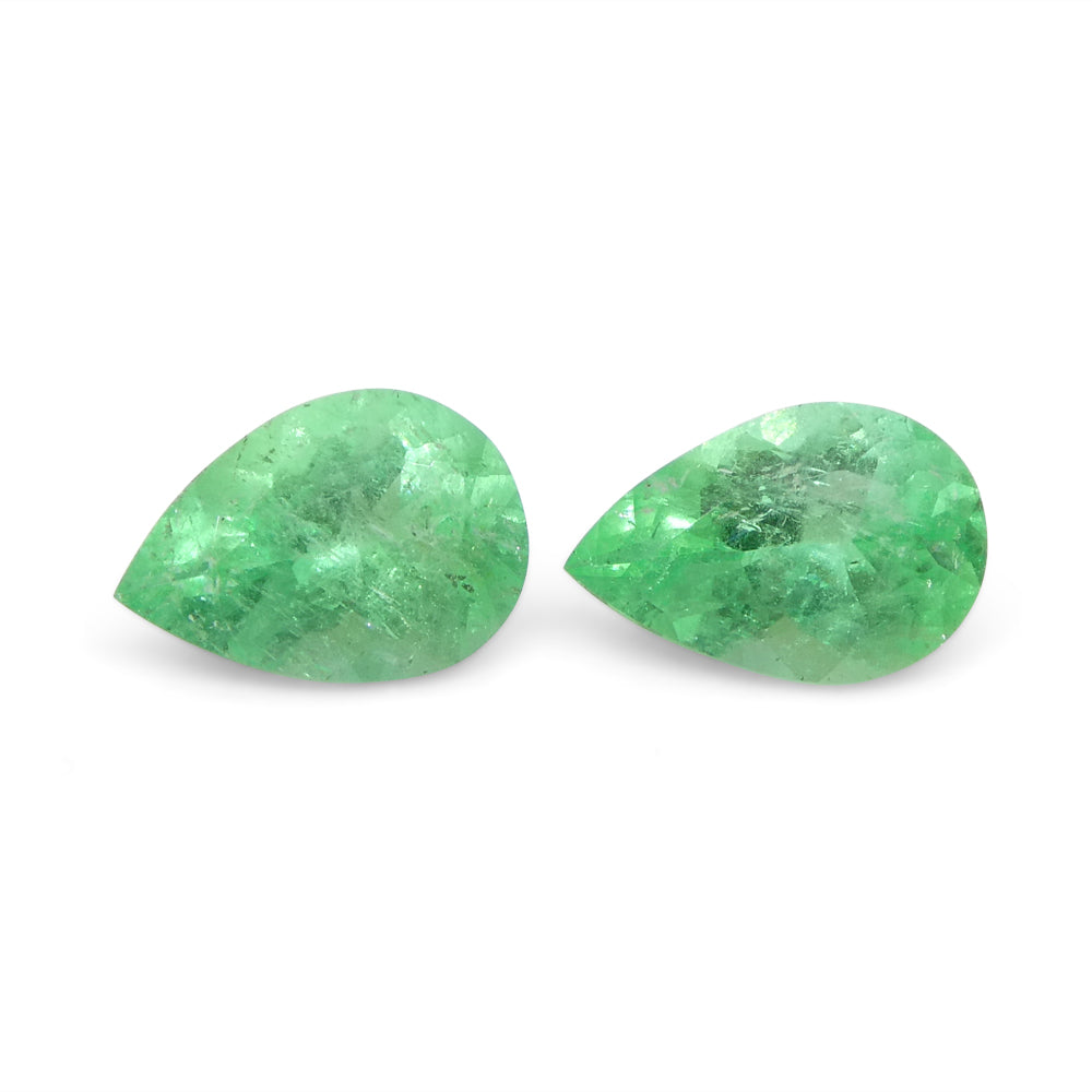 1.02ct Pair Pear Green Emerald from Colombia - Skyjems Wholesale Gemstones