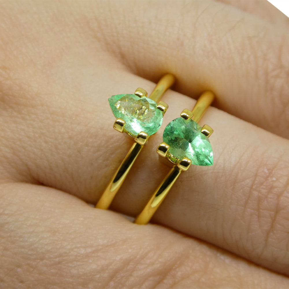 1.05ct Colombian Green Emerald Pear Pair - Premium Gemstone from SkyJems Rare Gem Collection