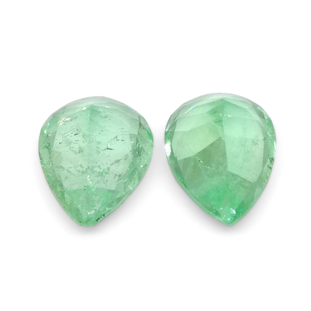 1.05ct Pair Pear Green Emerald from Colombia - Skyjems Wholesale Gemstones