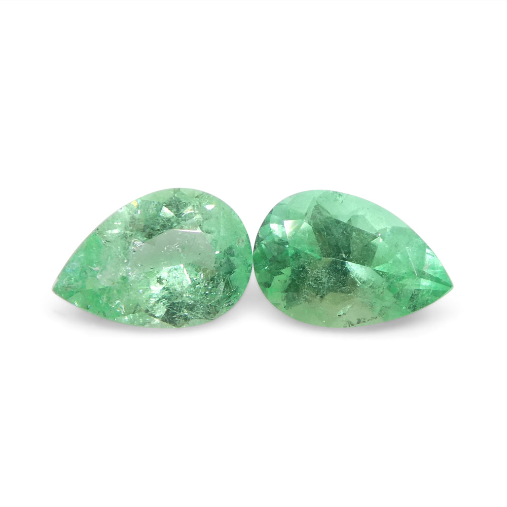 1.05ct Pair Pear Green Emerald from Colombia - Skyjems Wholesale Gemstones