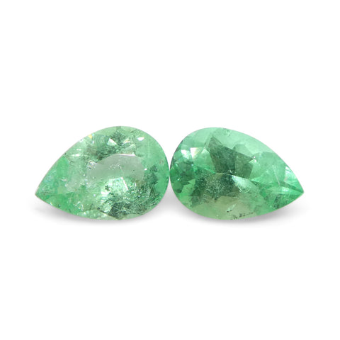1.05ct Pair Pear Green Emerald from Colombia