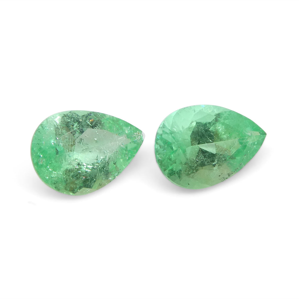 1.05ct Pair Pear Green Emerald from Colombia - Skyjems Wholesale Gemstones