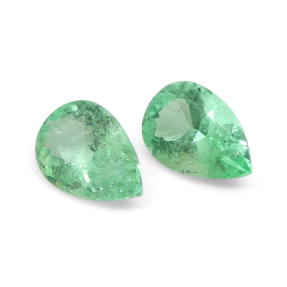 1.05ct Pair Pear Green Emerald from Colombia - Skyjems Wholesale Gemstones