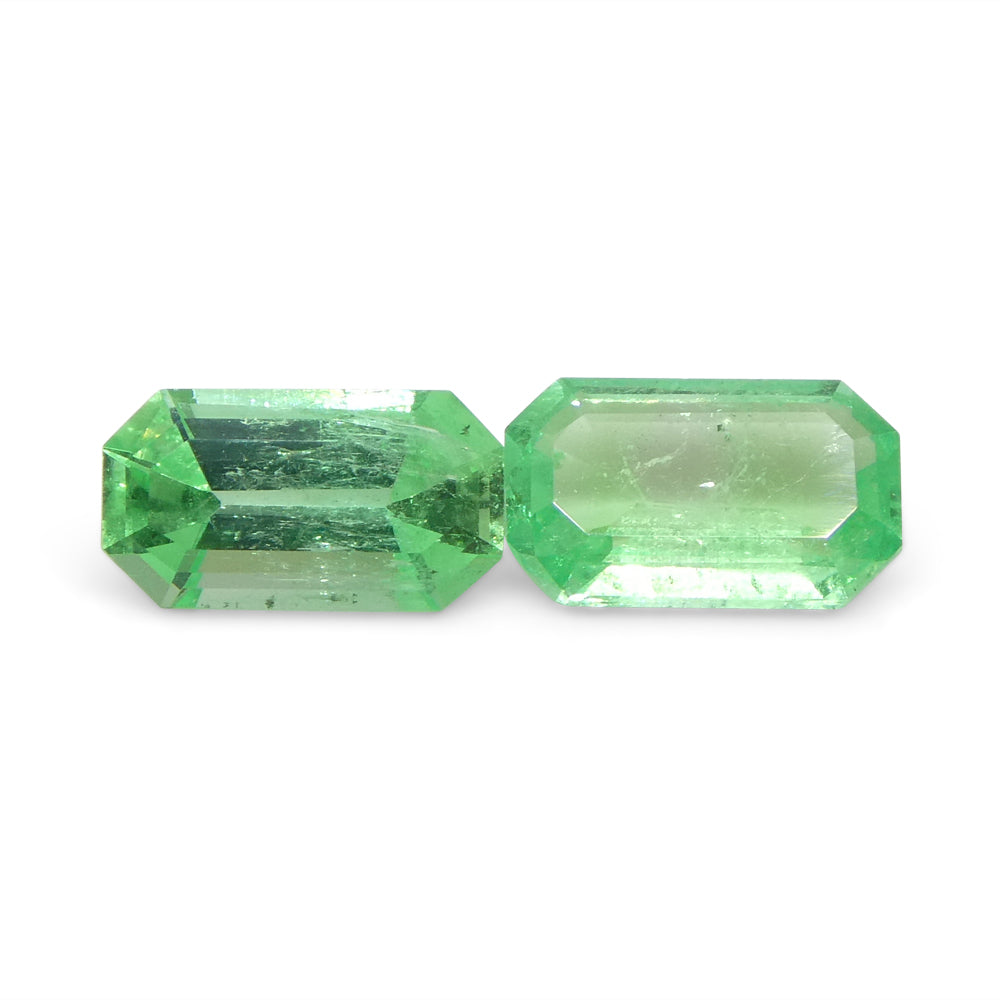 0.93ct Pair Emerald Cut Green Emerald from Colombia - Skyjems Wholesale Gemstones