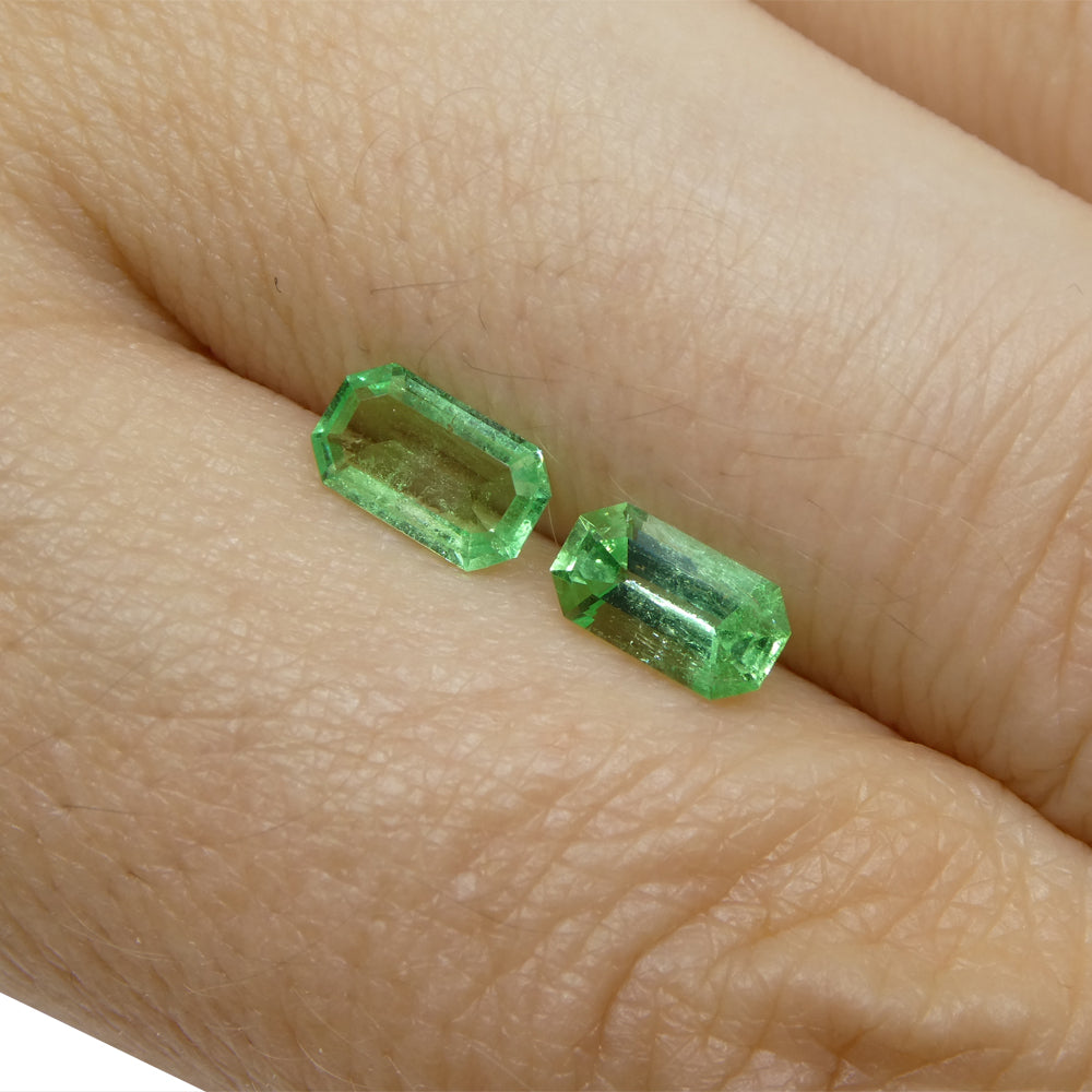 0.93ct Pair Emerald Cut Green Emerald from Colombia - Skyjems Wholesale Gemstones