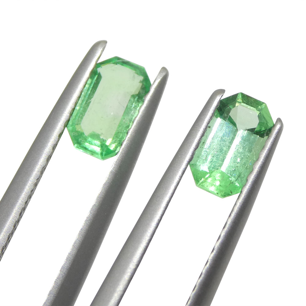 0.93ct Pair Emerald Cut Green Emerald from Colombia - Skyjems Wholesale Gemstones