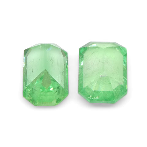 0.93ct Pair Emerald Cut Green Emerald from Colombia