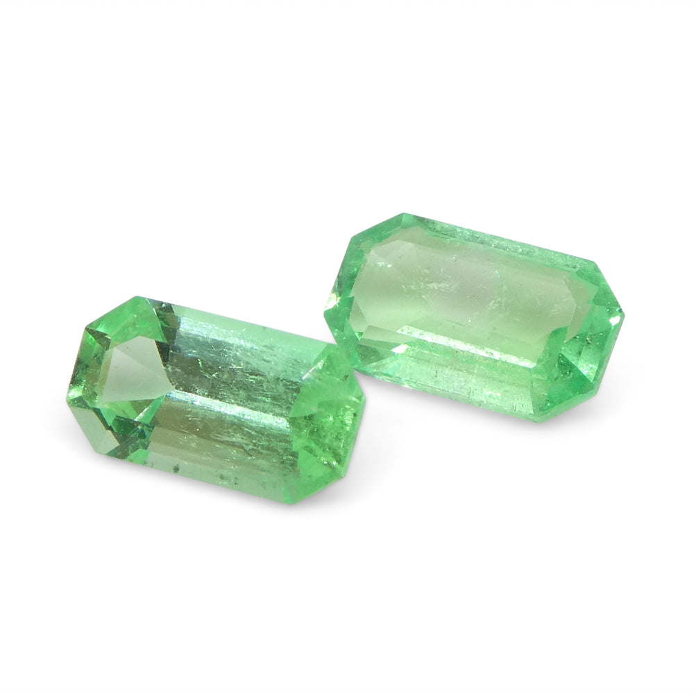 0.93ct Pair Emerald Cut Green Emerald from Colombia - Skyjems Wholesale Gemstones