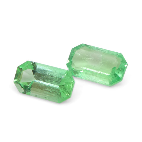 0.93ct Pair Emerald Cut Green Emerald from Colombia