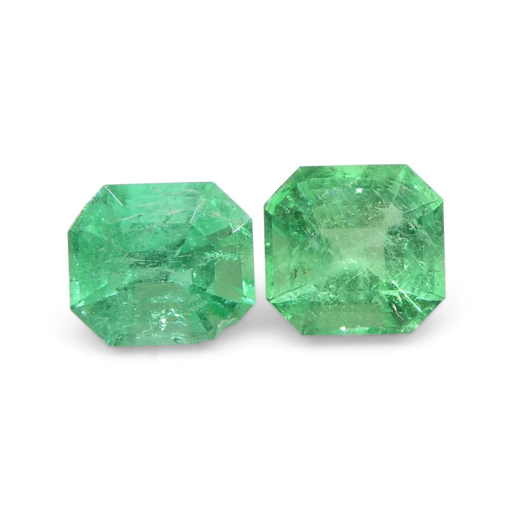 1.01ct Colombian Green Emerald Pair, Square Step Cut Gemstones from SkyJems Rare Gem Collection