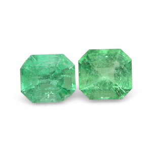 1.01ct Pair Square Green Emerald from Colombia - Skyjems Wholesale Gemstones
