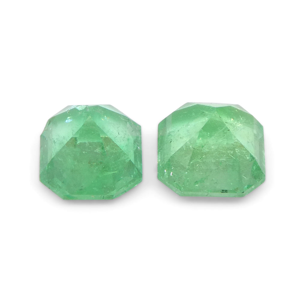 1.01ct Colombian Green Emerald Pair, Square Step Cut Gemstone by SkyJems Fine Gems Canada
