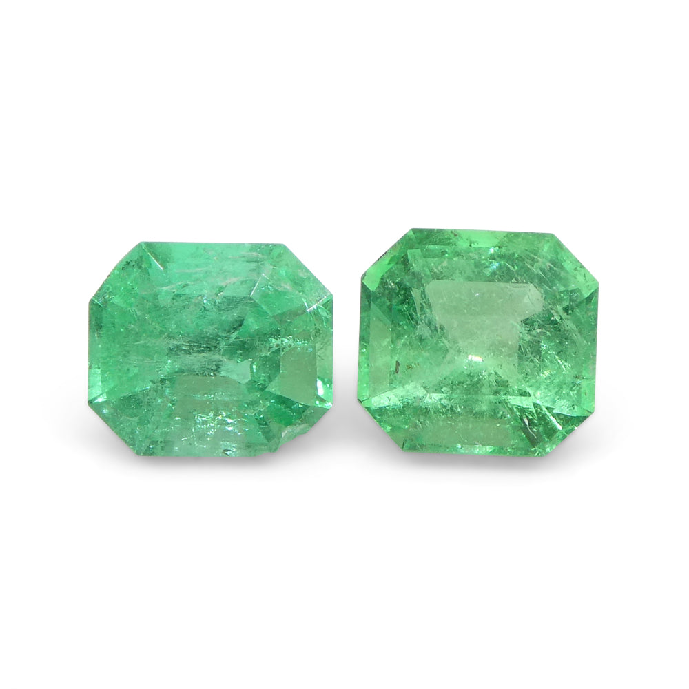 1.01ct Colombian Green Emerald Pair, Square Step Cut Gemstone by SkyJems Premium Gems Canada