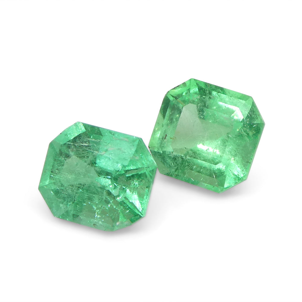 1.01ct Colombian Green Emerald Pair, Square Step Cut Gemstone from SkyJems Premium Gem Collection