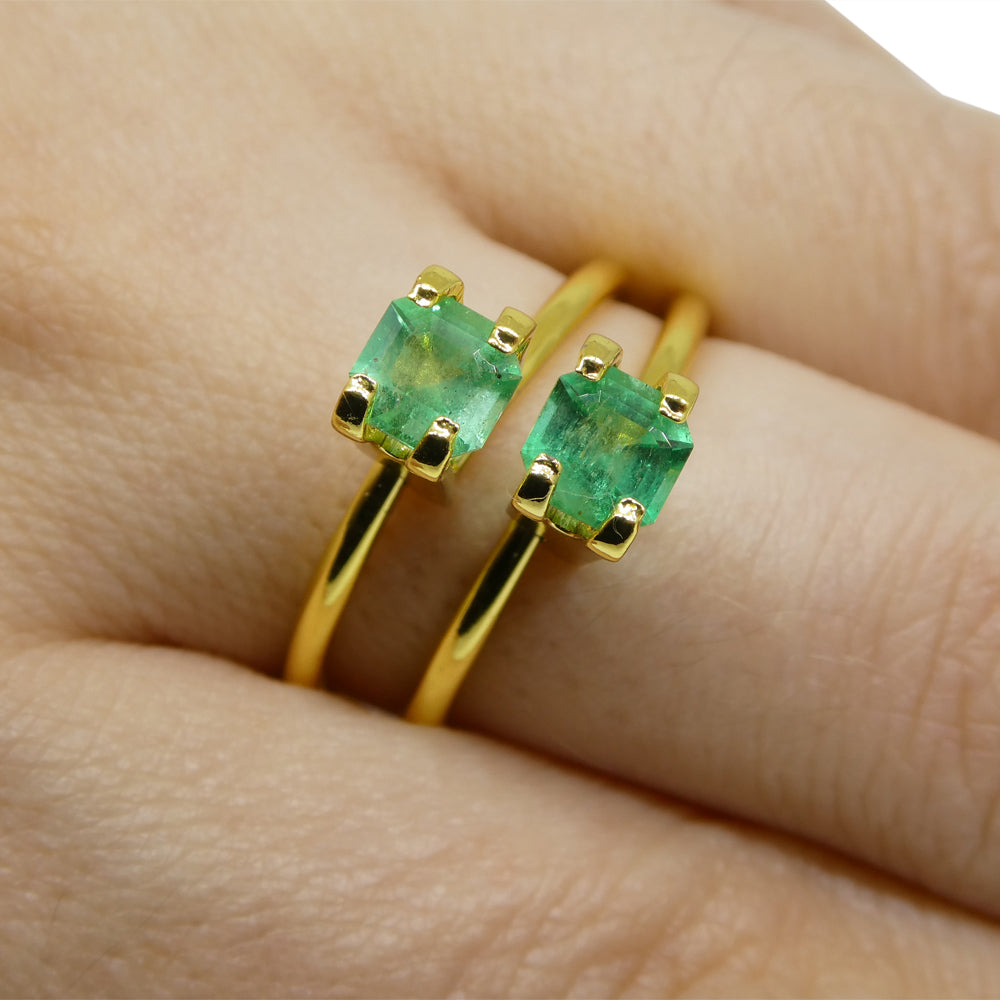 1.05ct Colombian Green Emerald Pair, Square Step Cut Gemstones by SkyJems Fine Gems Canada