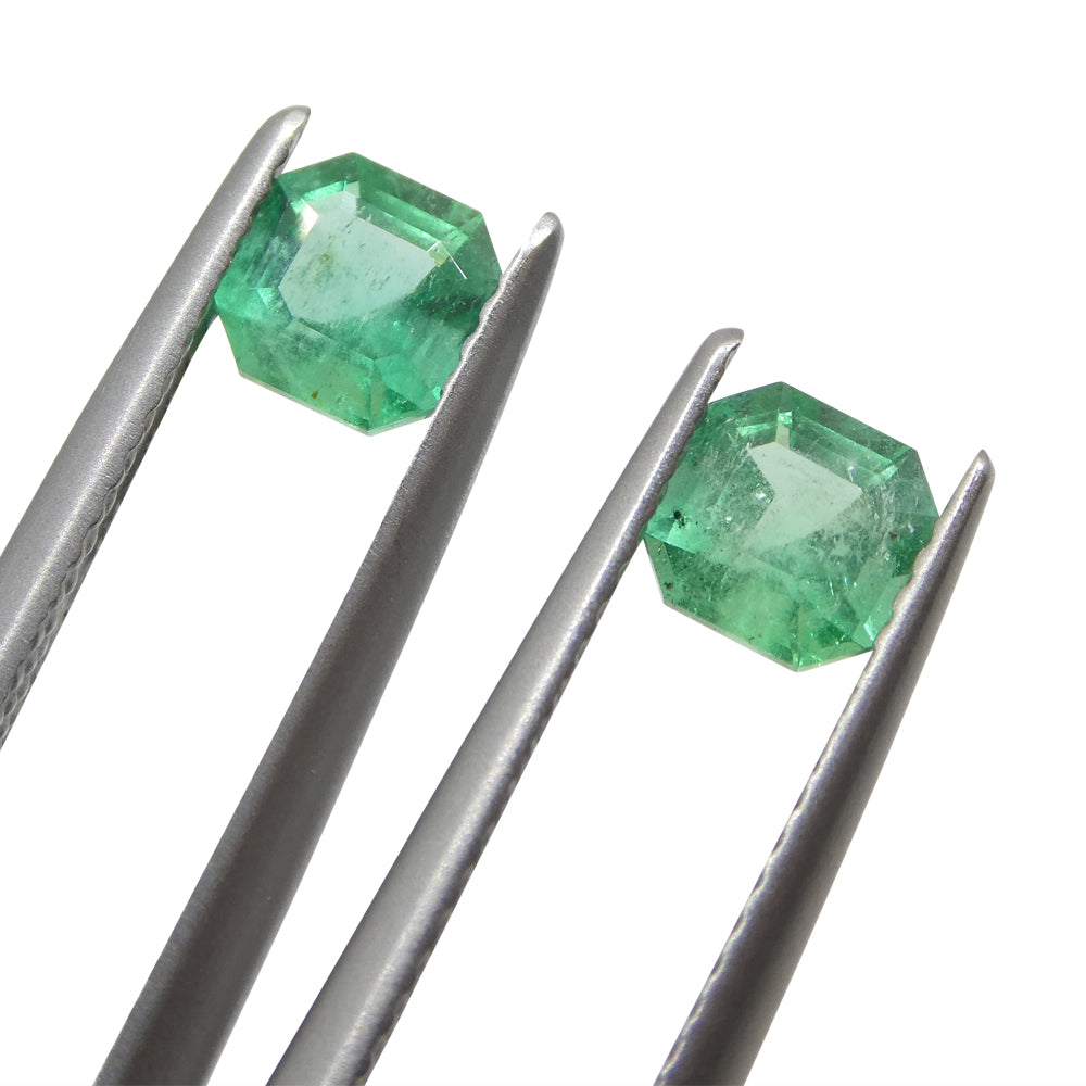 1.05ct Pair Square Green Emerald from Colombia