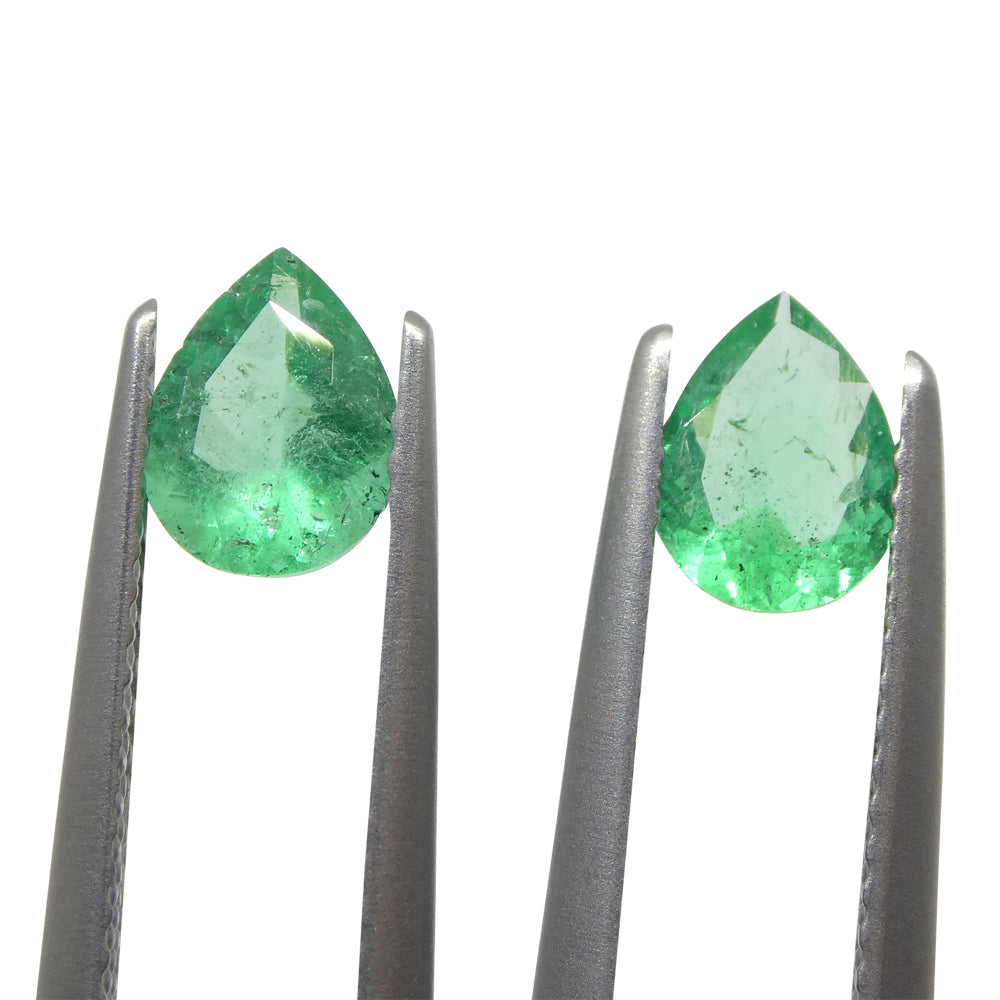 1.03ct Colombian Green Emerald Pair, Pear-Cut Gemstones from SkyJems Premium Gem Collection