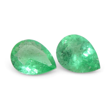 1.03ct Pair Pear Green Emerald from Colombia - Skyjems Wholesale Gemstones