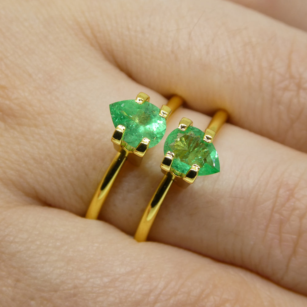 1.03ct Colombian Green Emerald Pear Pair, Vibrant Beryl Gemstone from SkyJems Rare Gem Collection