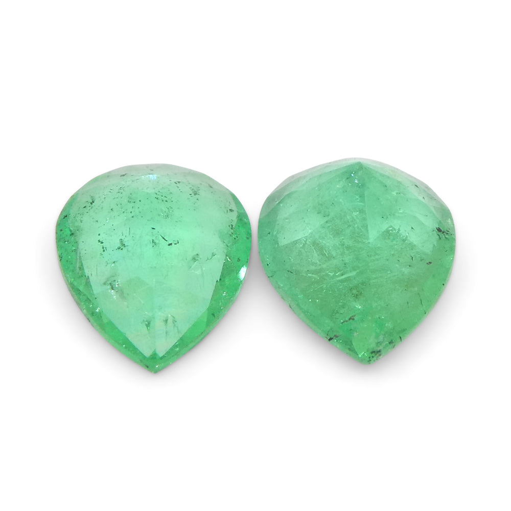 1.03ct Colombian Green Emerald Pear Pair, Vibrant Beryl Gemstone from SkyJems Rare Gem Collection