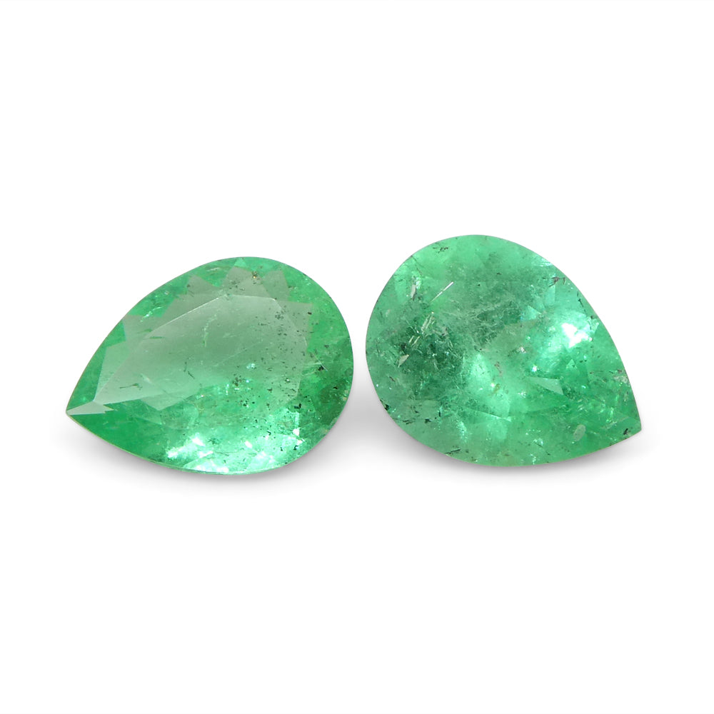 1.03ct Pair Pear Green Emerald from Colombia - Skyjems Wholesale Gemstones