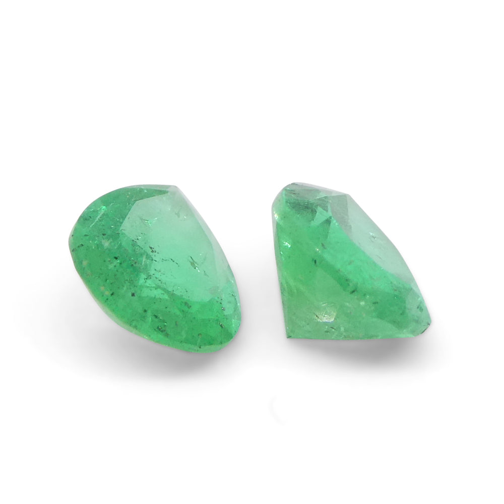 1.03ct Colombian Green Emerald Pear Pair, Vibrant Medium-Light Beryl Gemstone from SkyJems Canada