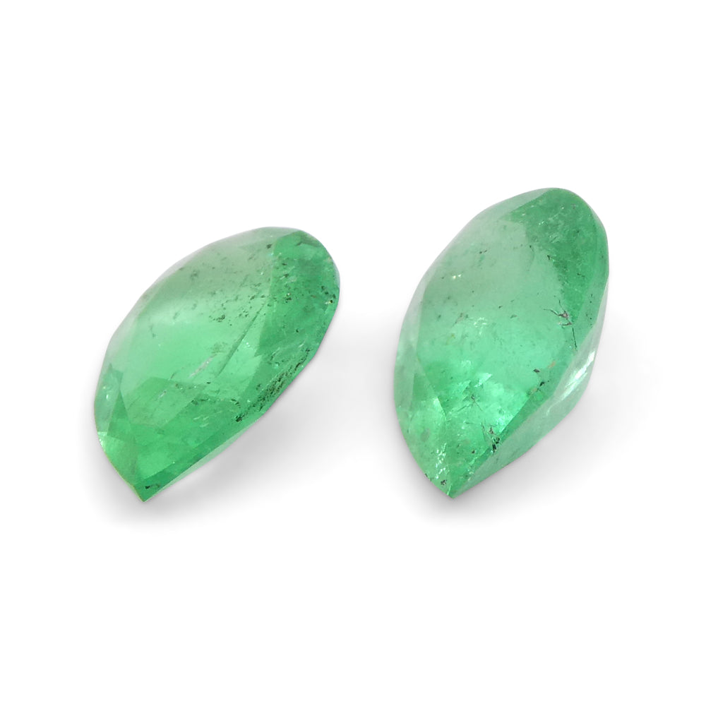 1.03ct Colombian Green Emerald Pear Pair, Vibrant Beryl Gemstone from SkyJems Fine Gem Collection