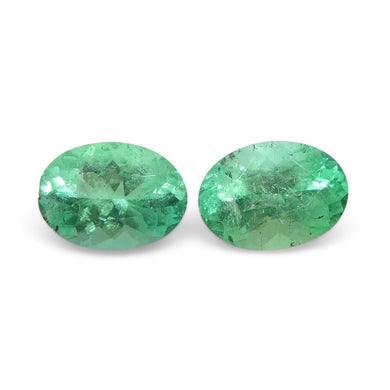 1.24ct Pair Oval Green Emerald from Colombia - Skyjems Wholesale Gemstones