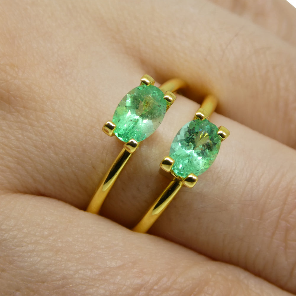 SkyJems Colombian Green Emerald Pair: 1.24ct Oval Brilliant-Cut Gemstones from South American Beryl Collection
