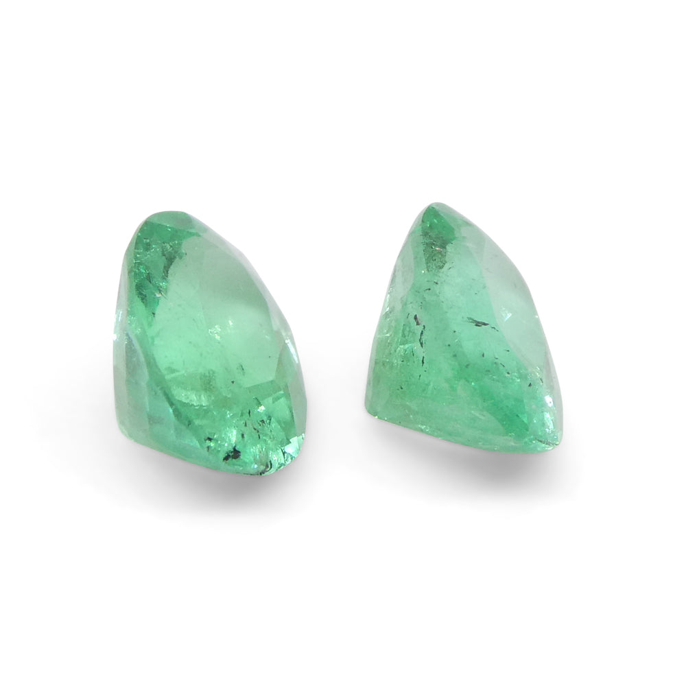 1.24ct Colombian Green Emerald Pair, Oval Brilliant Cut Gemstones by SkyJems Fine Gems Canada