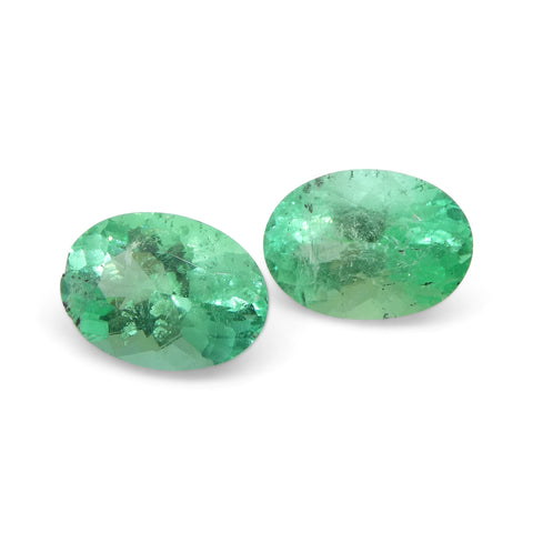 1.24ct Pair Oval Green Emerald from Colombia