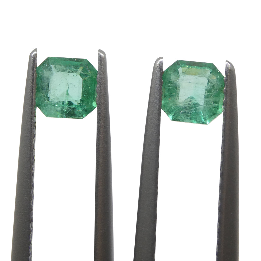 0.86ct Colombian Green Emerald Pair, Square Step Cut Gemstone from SkyJems Rare Gem Collection