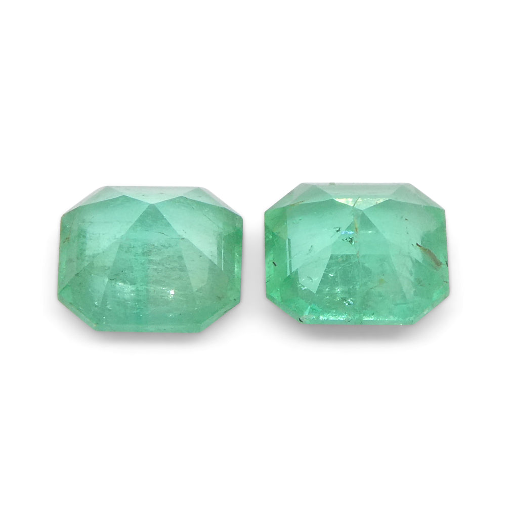 0.86ct Colombian Green Emerald Pair, Square Step Cut Gemstones from SkyJems Premium Gem Collection