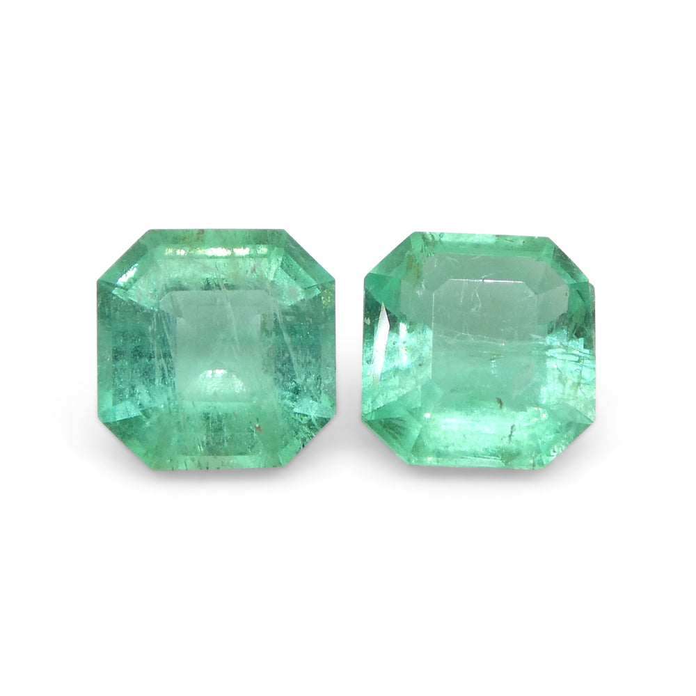 0.86ct Pair Square Green Emerald from Colombia - Skyjems Wholesale Gemstones