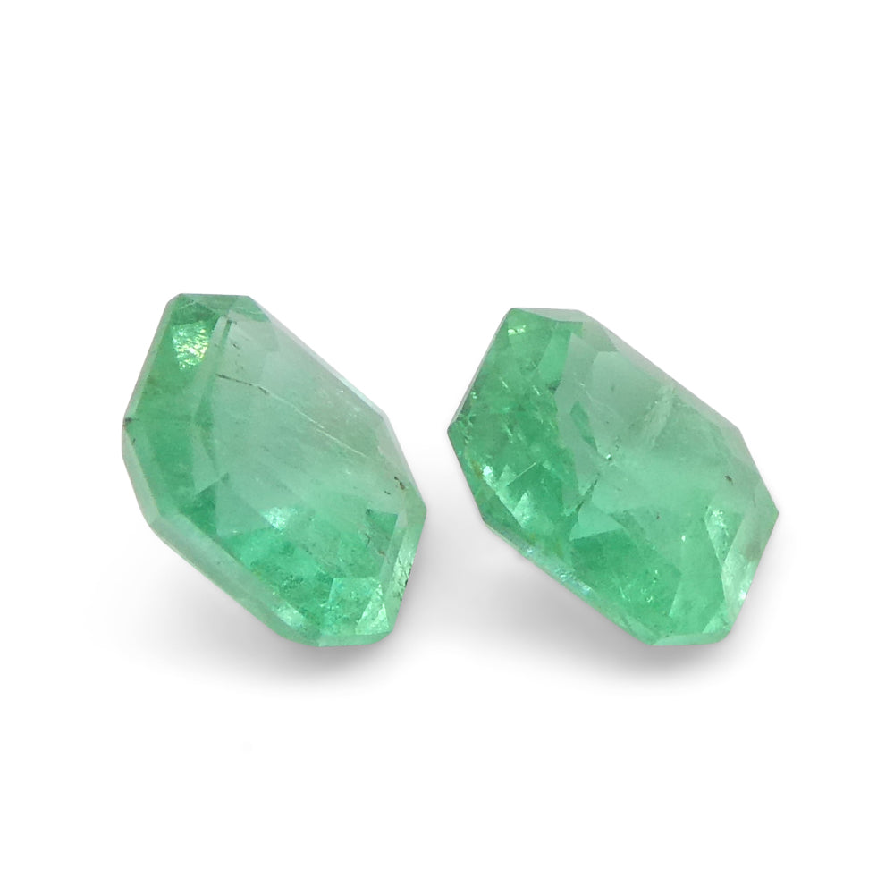 0.86ct Colombian Green Emerald Pair, Square Step Cut Gemstones from SkyJems Rare Gem Collection