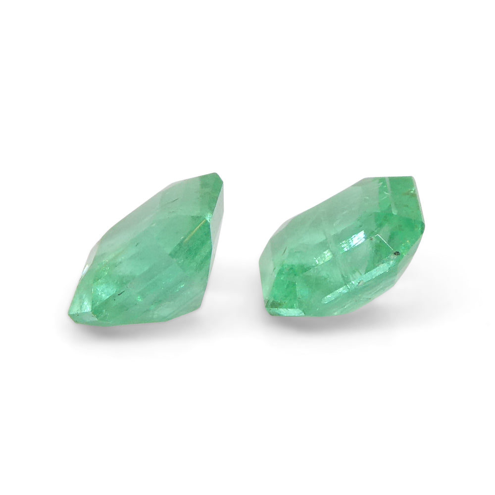 0.86ct Colombian Green Emerald Pair, Square Step Cut Gemstones from SkyJems Rare Gem Collection