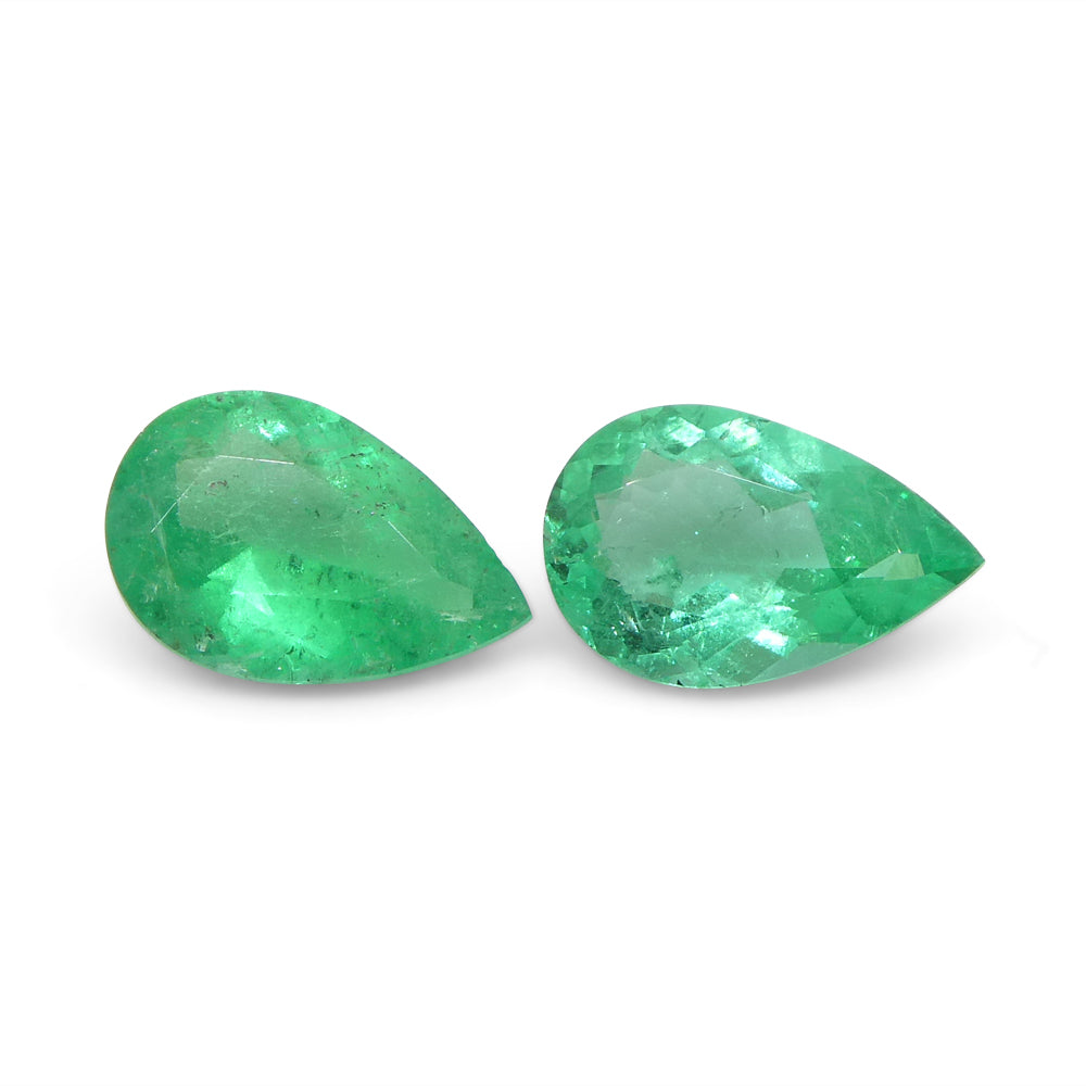 1.02ct Pair Pear Green Emerald from Colombia - Skyjems Wholesale Gemstones