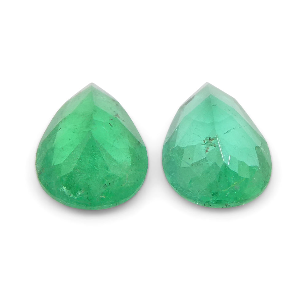 1.02ct Pair Pear Green Emerald from Colombia - Skyjems Wholesale Gemstones