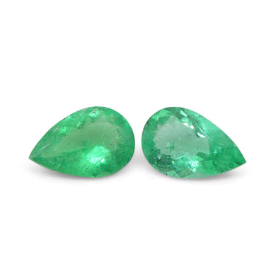 1.02ct Pair Pear Green Emerald from Colombia - Skyjems Wholesale Gemstones