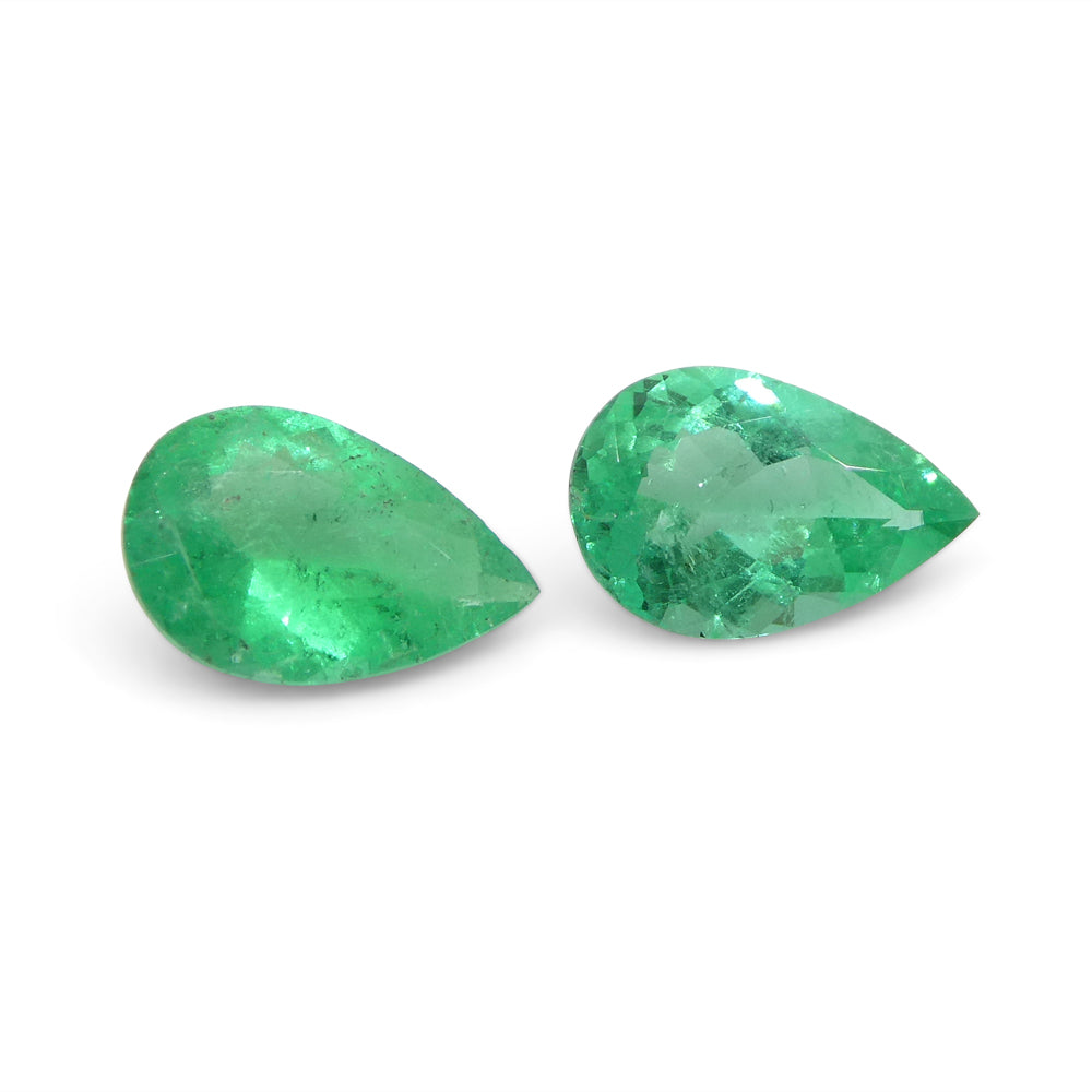 1.02ct Pair Pear Green Emerald from Colombia - Skyjems Wholesale Gemstones