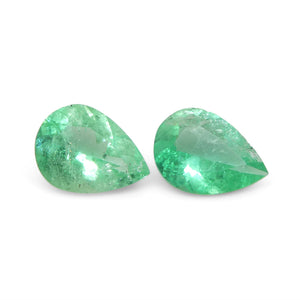 1.17ct Pair Pear Green Emerald from Colombia - Skyjems Wholesale Gemstones