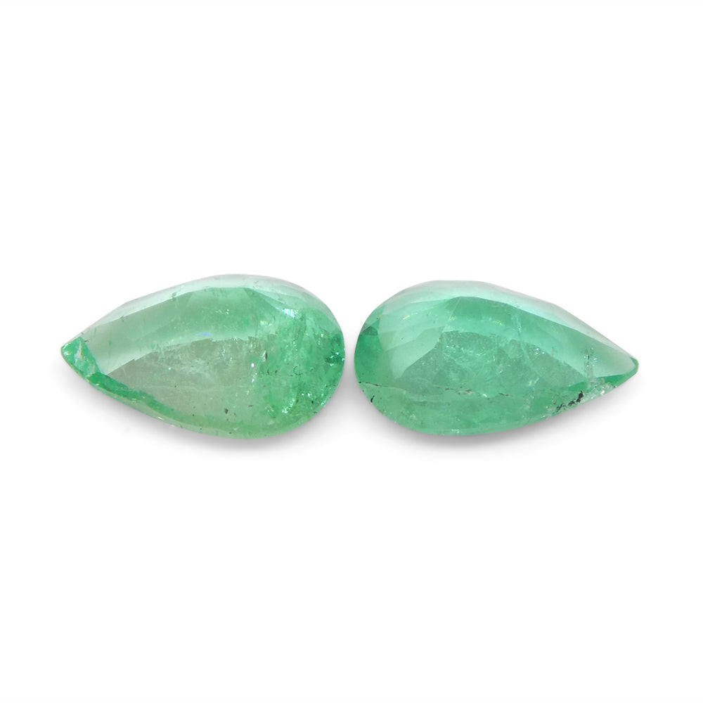 1.17ct Pair Pear Green Emerald from Colombia - Skyjems Wholesale Gemstones