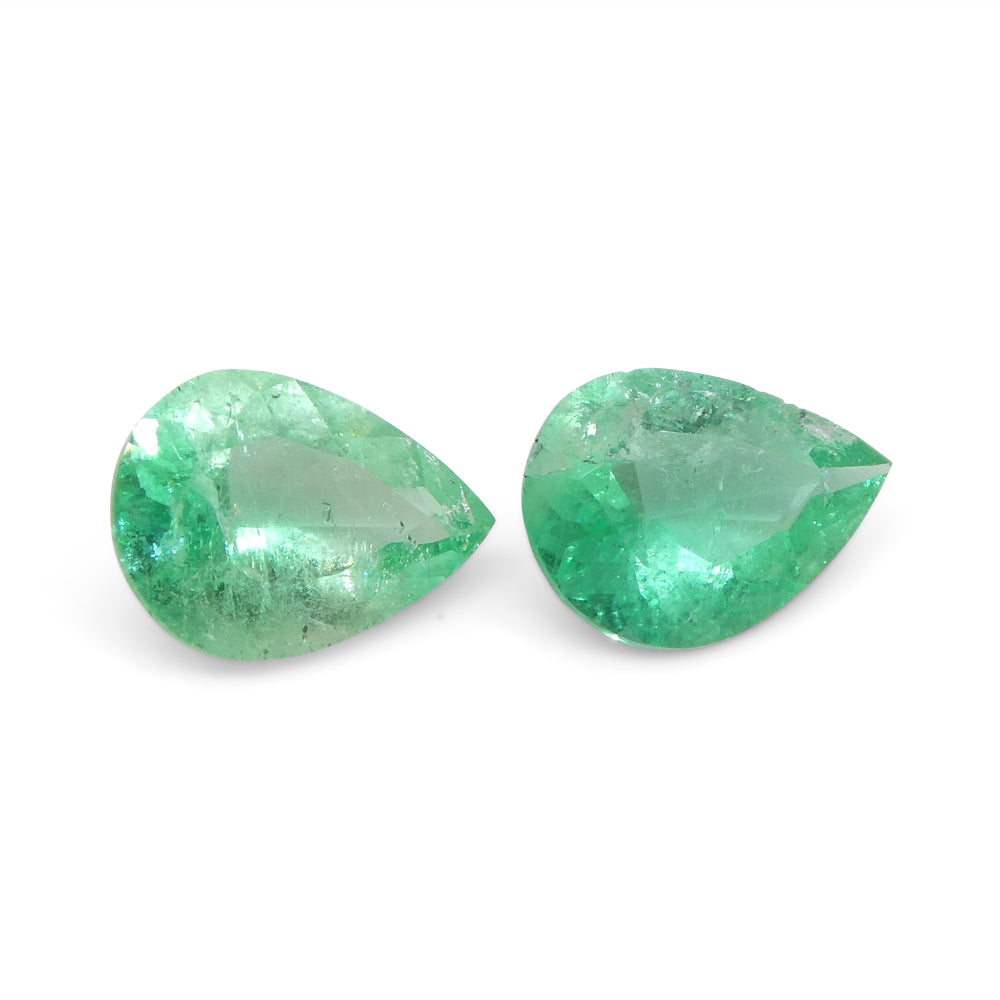 1.17ct Pair Pear Green Emerald from Colombia - Skyjems Wholesale Gemstones