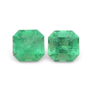 0.85ct Pair Square Green Emerald from Colombia - Skyjems Wholesale Gemstones