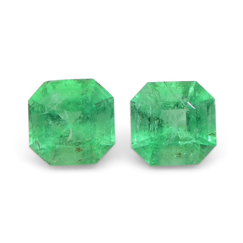 1.02ct Pair Square Green Emerald from Colombia - Skyjems Wholesale Gemstones