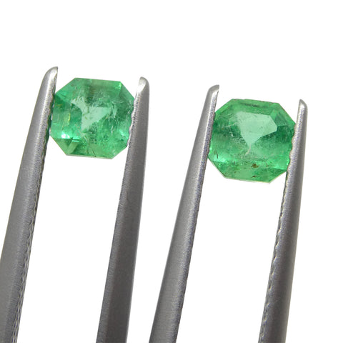 1.02ct Pair Square Green Emerald from Colombia