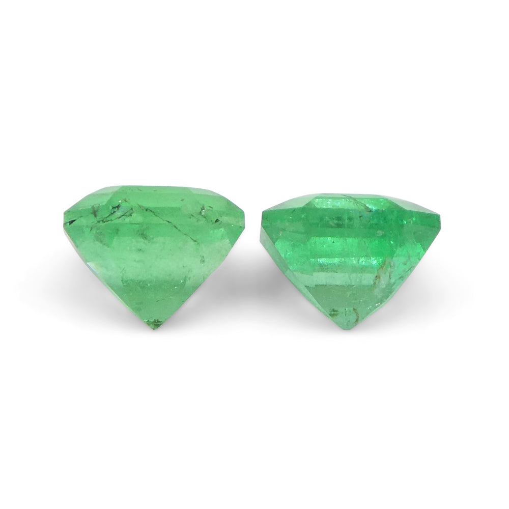 SkyJems Colombian Green Emerald Pair: 1.02ct Square Step Cut Gemstone in Vibrant Very Slightly Bluish Green