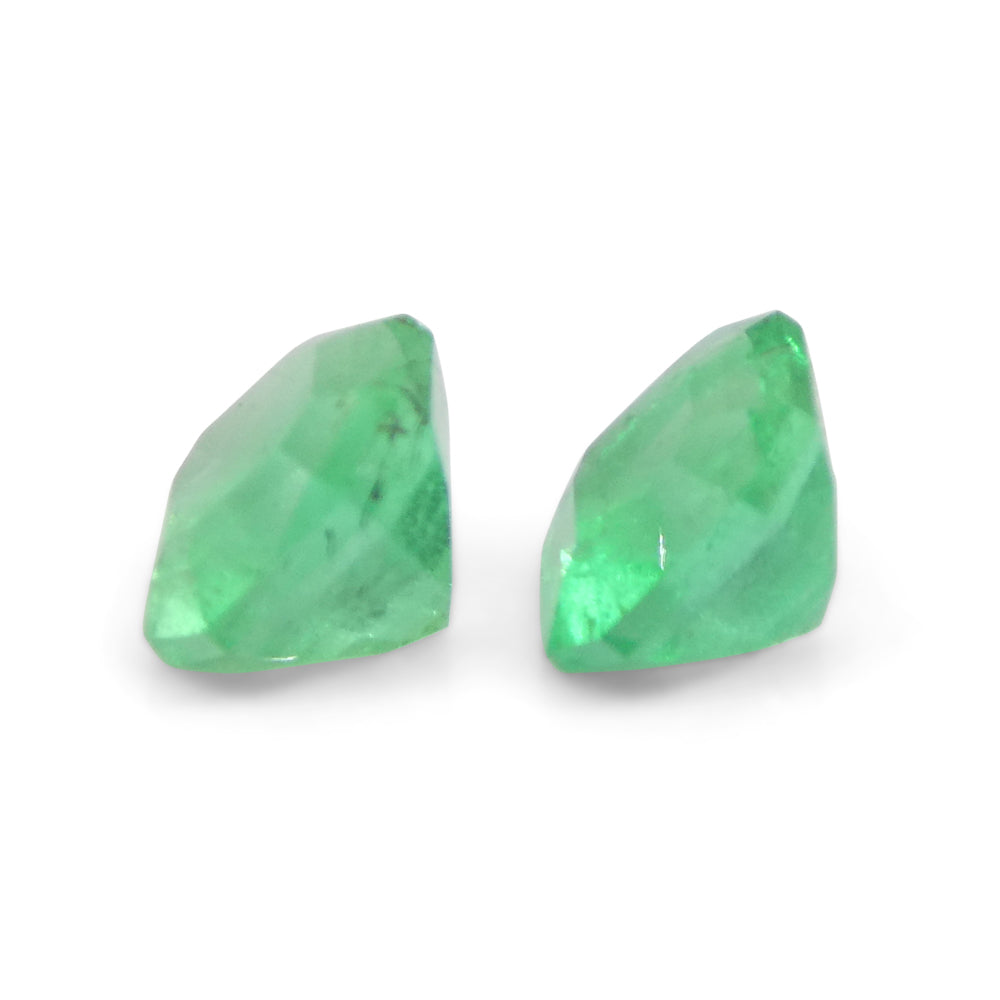 SkyJems Colombian Green Emerald Pair: 1.02ct Square Step Cut Gemstone with Vibrant Bluish-Green Hue