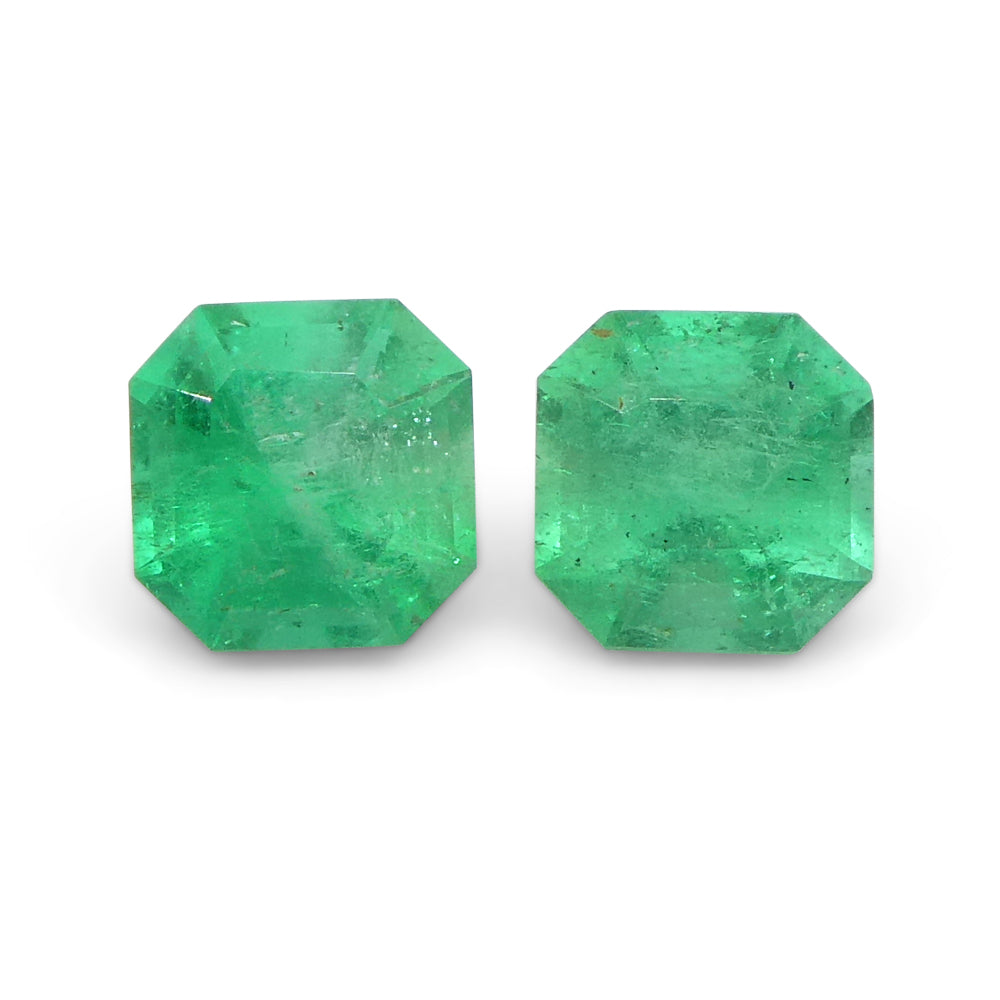 0.69ct Pair Square Green Emerald from Colombia - Skyjems Wholesale Gemstones