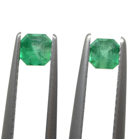 0.69ct Pair Square Green Emerald from Colombia